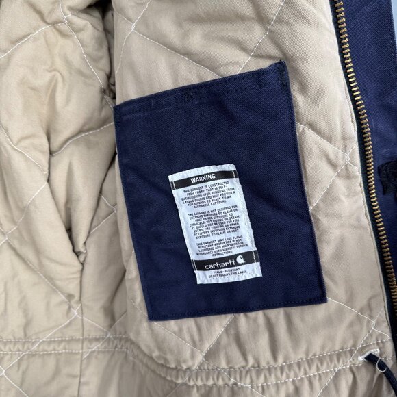 Carhartt Flame Resistant Duck Traditional Coat Size L Navy Quilt Lined 3 Warmest - Picture 9 of 16